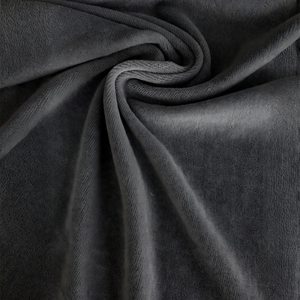 Premium 240gsm Charcoal Grey Cotton Knitted Velour Fabric 80/20 Cotton Polyester Roll for Wholesale Garments - Product Image 1