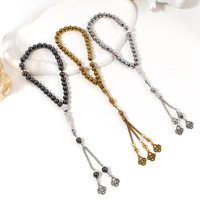33 perles d'agate noire, Misbaha Tasbih, collier de prière musulman, chapelet islamique unisexe pour la prière quotidienne, cadeau