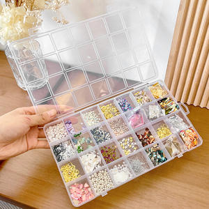 กล่องเก็บเครื่องประดับพลาสติกใสพร้อมช่องแบ่งความจุ 1 ลิตรสำหรับจัดระเบียบอุปกรณ์ทำเล็บและเครื่องประดับเพชร - Product Image 2