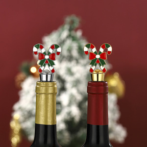 <b>Christmas</b> <b>Candy</b> <b>Cane</b> Wine Stopper Gold And Silver Zinc Alloy Bottle Sealer Holiday Gift - Product Image 2