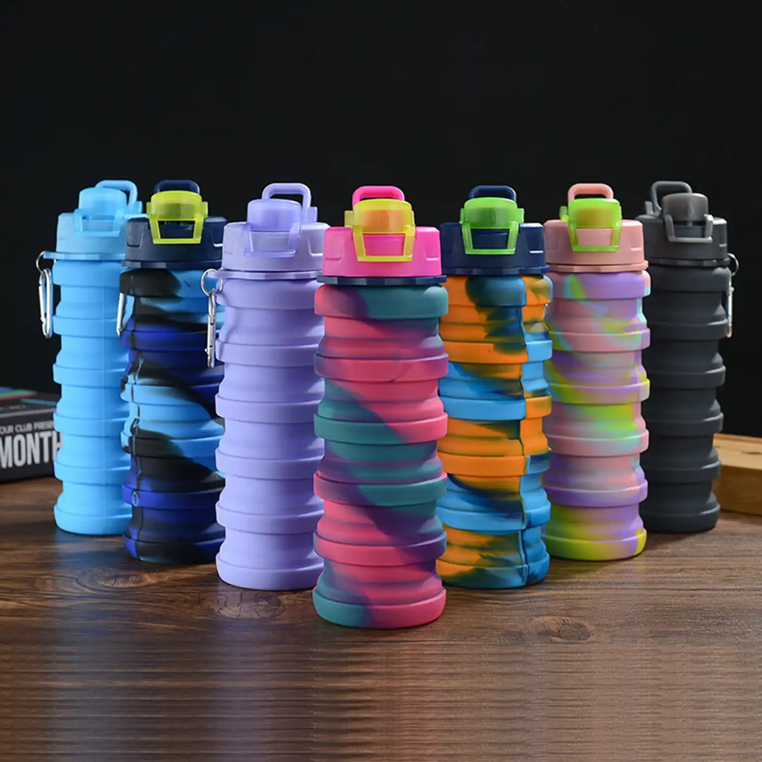 Bouteille d'eau écologique de 500 ml avec logo personnalisé Bouteilles d'eau en silicone de gymnastique colorées mignonnes recyclables et colorées