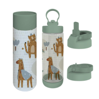 Gran oferta, botella de agua Tritan sin BPA para niños, colores y patrones personalizados, aptos para lavavajillas con método de flujo tipo pajita