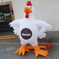 Modèle publicitaire gonflable géant de coq blanc avec logo personnalisé, éclairage LED, pour festival/exposition/présentation