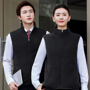 Chaleco de Forro Polar de Color Sólido, Forrado de Poliéster, Cálido, para Hombre, Uniforme de Trabajo, con Impresión de Logotipo Personalizado - Product Image 5