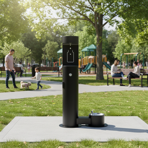 نافورة شرب خارجية للحيوانات الأليفة متوافقة مع الإنسان، مع وعاء من الفولاذ المقاوم للصدأ 304 للملاعب والحدائق - Product Image 3