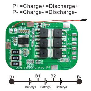 BMS PCM 3s 15A para Pacote de Baterias Li-ion/Lítio/Li-Polymer de 10.8V 11.1V 12V e LiFePO4 de 9V <span class=keywords><strong>9.6V</strong></span> com Tamanho Smbus L54*W36*T4mm - Product Image 2