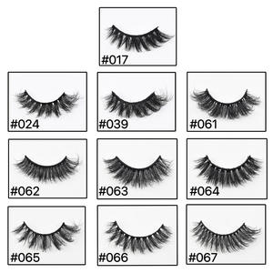 7 Pairs 18mm 3D Volume Cat Eye Faux Mink False Eyelashes Thick <b>Strip</b> Lashes with <b>Plastic</b> Cotton Band Tray - Product Image 3