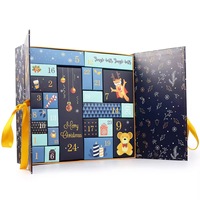 Boîtes de calendrier de l'avent personnalisées de Noël roses avec impression offset, pelliculage en carton, ensemble d'emballage cadeau mystère 24/12 jours