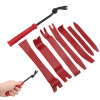 Juego de 8 Herramientas para Desmontar el Panel de Audio del Automóvil, Kit de Reparación y Mantenimiento para Remover la Decoración del Tablero, Rojo