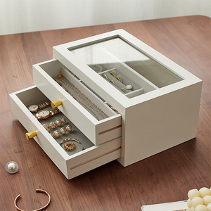 Biểu tượng tùy chỉnh sang trọng nhiều lớp lưu trữ hộp đồ trang sức gỗ Hộp nhẫn - Product Image 6