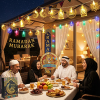 Lampe décorative LED 2026 EID Mubarak, lumières de lune et d'étoiles, guirlandes, rideaux d'intérieur, décorations du Ramadan, Nouvel An