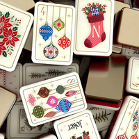 Jeu de tuiles de mahjong américain 160 pièces Thème Noël Père Noël Champagne Pliable Moderne Acrylique 2 couches Vente en gros Livraison rapide