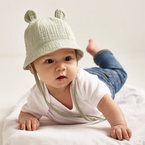 Topi bayi baru lahir topi ember bayi musim panas Muslin topi nelayan cetak lucu anak perempuan anak laki-laki topi matahari Panama 3-12m - Product Image 3