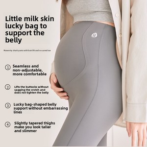 Leggings de <span class=keywords><strong>grossesse</strong></span> mi-taille pour femmes enceintes, en velours fin, extensibles, style vintage, coupe slim, unis, crochetés - Product Image 4