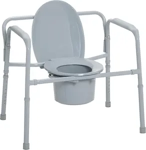 MSMT Medical americana складной стальной прикроватный стул медицинский Бариатрический туалетный стул для пациентов для пожилых людей с руками, серый