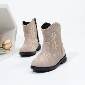 Botas Personalizadas para Niños, Nuevas Botas Vaqueras Retro de Gamuza, Botas de Media Pantorrilla con Punta Puntiaguda y Bordado para Niña - Product Image 5