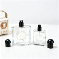 Flacon de parfum carré élégant et classique en verre transparent de 30 ml, 50 ml, avec pulvérisateur, idéal pour les cadeaux, vide, col serti, 100 ml, Botol Parfum Kaca
