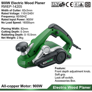 Raboteuse électrique portative professionnelle 900W 82x3mm, outil électrique filaire pour le travail du bois, petite machine à raboter manuelle pour surfaces en bois - Product Image 3