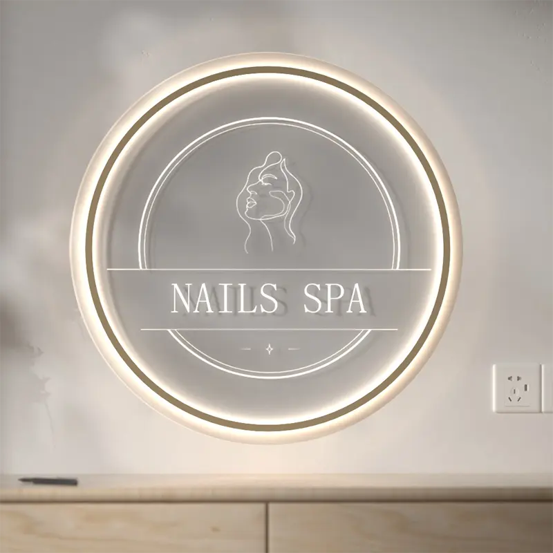 2024 Nuevos productos Tienda Publicidad Led Sign Acrílico Nail Spa Led Back Light Logo Señales luminosas para exteriores