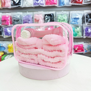 BELLEWORLD MU 4Pcs <strong>Flannel</strong> Sponge Facial Hairband Waterproof Wash <strong>Face</strong> Headband Hair Clip Set Wholesale Hair Accessories - Product Image 5