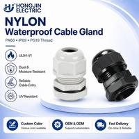 Passe-câble étanche en nylon de qualité économique pour usage industriel, IP68, PA66, filetage PG19, têtes de fixation, certifié CE, noir-gris