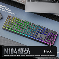 Teclado Inalámbrico Mecánico de Membrana FREEWOLF M104 Tri-Modo 2.4GHz USB Tipo-C, 104 Teclas, Silencioso, Retroiluminación RGB, Ultra Delgado, para Juegos