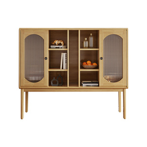 Solid Wood <b>Sideboard</b> Cabinet Natural Color 5 Compartments <b>Storage</b> Living Room Entryway Cabinet - Product Image 4