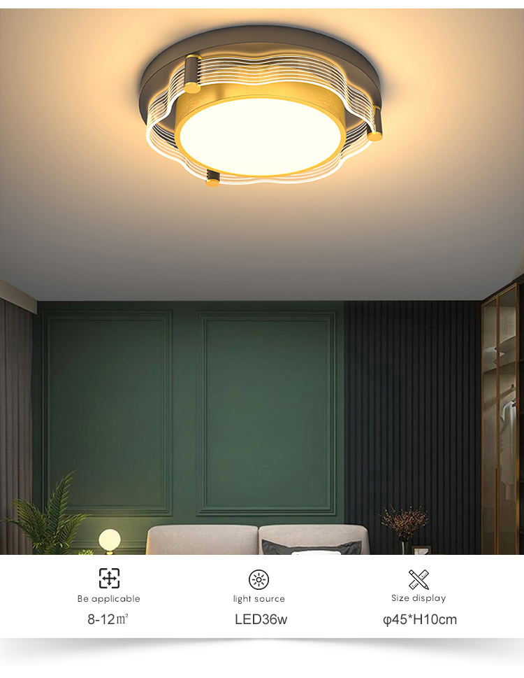 New Product Indoor Decoration Iron Acrylic Bedroom Living Room Contemporary LED Ceiling Light