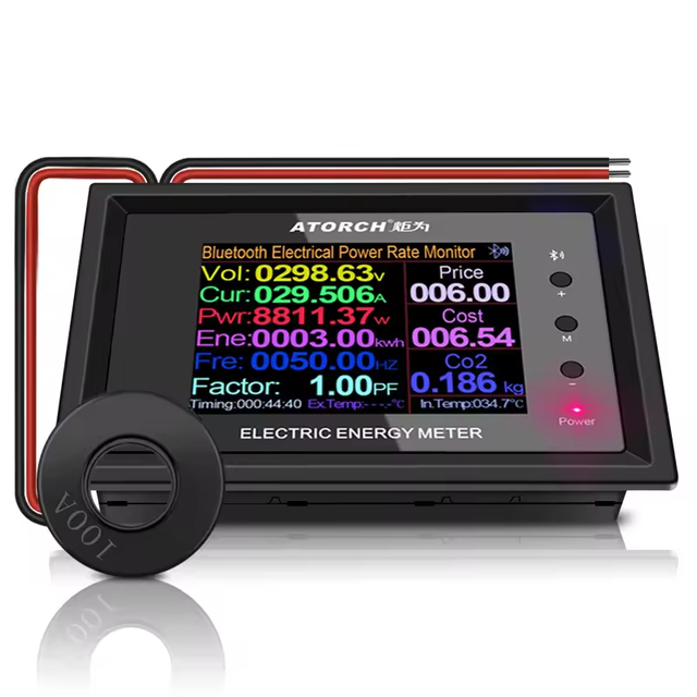 AT24C 100A AC50-300V 2.4-Inch Digital Power Energy Meter Wattmeter Indicator Ammeter Current Volt Amps Tester Frequency Detector