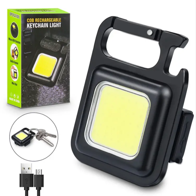Multifunctional COB Keychain Light USB Charging Emergency Lamps Outdoor Camping Light IP44 Portable Mini LED Flashlight