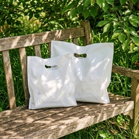 Sacs promotionnels personnalisés en HDPE recyclable avec logo sérigraphié, poignée découpée, style boutique, avec poignée rétractable pour supermarché