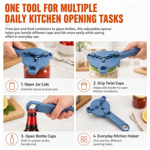 Abridor de tapas magnético de acero inoxidable, abridor de botellas multifuncional para diámetro de 2,5-9,5 cm, abridor de latas de cerveza y vino ajustable, herramienta de cocina - Product Image 4