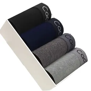 pantalones cortos de algodón breve de los hombres Suppliers-Calzoncillos Bóxer personalizados para hombre, ropa interior, caja de regalo, algodón, 4 unidades