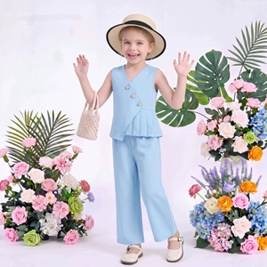 Completo Estivo 2026 per Bambini: Gilet Senza Maniche, Top e Pantaloni - Nuovo Completo Casual da Bambina in Due Pezzi - Product Image 3