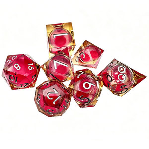 Transparent Red Fluid Chamber Sharpened Resin RPG <b>Dice</b> White Numerals Custom Gift Packaging For Game Retail Stores - Product Image 6