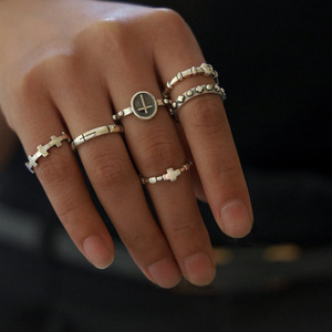 Vintage Christian Antique <b>Silver</b> Plated <b>Cross</b> <b>Ring</b> Set Alloy Unisex Fashion Costume Jewelry Sets - Product Image 1