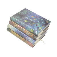Carnet de notes A5 à couverture rigide, rétro, avec pages intérieures colorées à motifs floraux