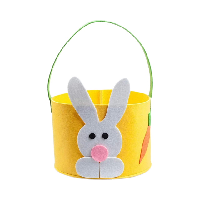 Eco-Friendly Felt Fabric Easter Bunny Baskets Hot Selling Easter Rabbit Egg Gift Bag Round Shape for Child's Party Decorations