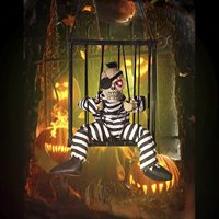 Accessoire de décoration d'Halloween avec capteur de mouvement Crânes effrayants Cage Prisonnier Maison hantée Décor Décorations d'Halloween