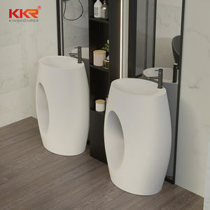 Lavabo bagno A Forma di Fiore Freestanding Bacino Superficie Solida Pietra In Piedi <span class=keywords><strong>Lavello</strong></span> - Product Image 6