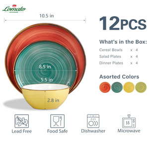 ชุดอาหารเซรามิกหลากสีขายส่ง, จานและชามสโตนแวร์, ชุดภาชนะพอร์ซเลนทนทานสำหรับร้านอาหาร ขายออนไลน์ - Product Image 3