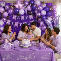 Ensemble de 204 pièces pour fête d'anniversaire sur le thème des papillons violets, kit de décoration d'anniversaire, assiettes, serviettes, nappe, ballons pour femmes et filles
