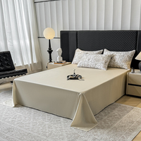 Parure de lit 4 pièces en satin de lyocell ultra doux 100S, imprimé floral végétal, 300 fils, housse de couette et drap