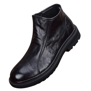 Botas de cuero de caña alta para hombre, de piel de vacuno de grano completo, botines de negocios de cuero genuino con suela gruesa y cremallera, zapatos formales de cuero. - Product Image 5