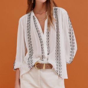 Camicie autunnali in tinta unita stile Casual alla moda stile Casual con spacco a manica lunga Color <span class=keywords><strong>Beige</strong></span> - Product Image 1