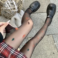 Petit élément de maison d'arbre de Noël japonais Femme douce peau mince à travers la marée Chaussettes inférieures féminines