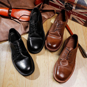 Chaussures Oxford de bureau formelles en cuir luxueuses à lacets, fabriquées à la main, à semelle épaisse pour hommes - Product Image 5