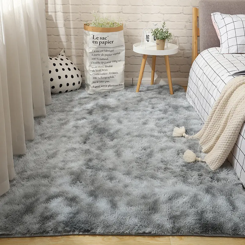 wholesalers custom Printed Plain pattern bedroom tie dyed mat area floor shaggy fluffy carpet rug for living room