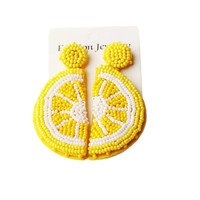 Bijoux DG, vente à chaud transfrontalière, boucles d'oreilles élégantes pour femmes en perles de riz et pierres naturelles, style estival, pastèque fraîche, personnalité