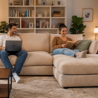 Canapé d'angle moderne 3 places en velours côtelé avec chaise longue, multicolore, vente en gros, OEM, ODM, directement de l'usine